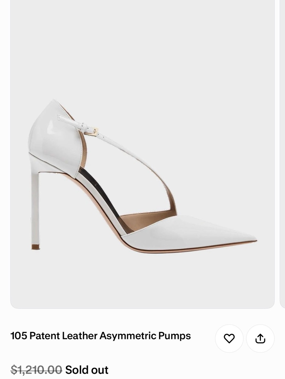 Tom Ford White Patent Leather Asymmetric D’Orsay Pumps